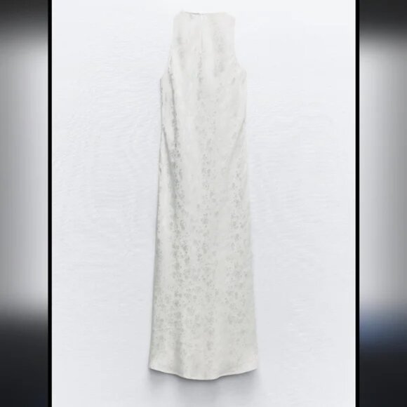 Zara Lace Jacquard Maxi Dress NWT White Size Medium - Picture 5 of 11